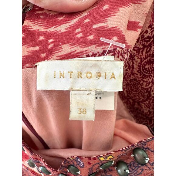 HOSS INTROPIA | Pink Patchwork Floral Spaghetti Strap Ruffle Midi Dress | 38 - Picture 7 of 7